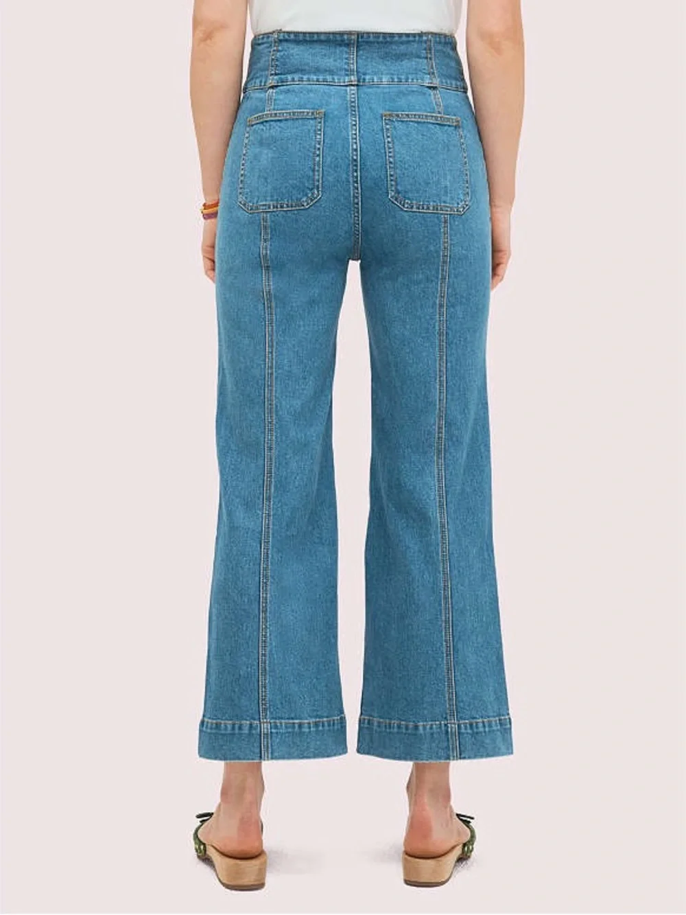 Kate Spade Denim Cropped Flare Pant Button Fly Jeans Size 27